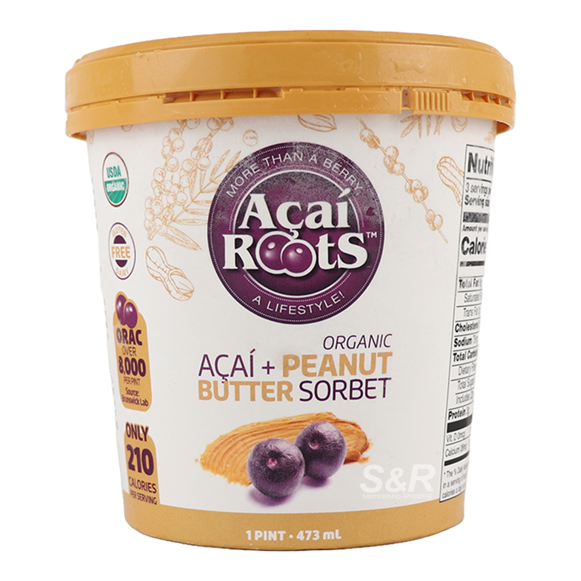 Acai Roots Organic Acai + Peanut Butter Sorbet 473mL